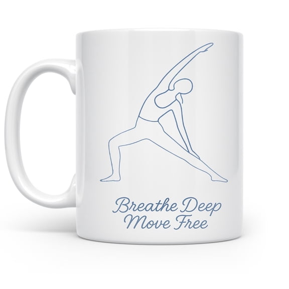 Breathe Deep Daily 11 oz Coffee Mug - Minimalist Line Art White Ceramic Gift