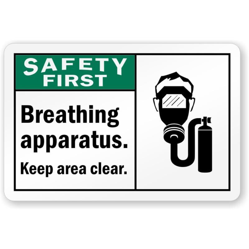 Breathing Apparatus Safety First Weatherproof Metal Sign Size: 8 x 12 ...
