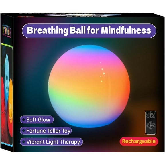 'Breathing Ball'| Visual Meditation Tool Accessories for Mindfulness| Sound Guided| Calm Down from Stress & Anxiety Relief | Night Lamp for Adults & Kids| Sleep Aid| Remote Control