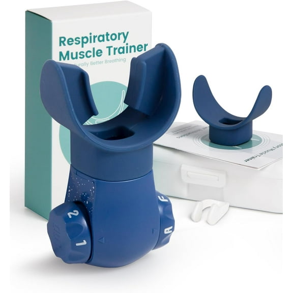 Breathing Exercise Device,Breathers Trainers Exerciser with Adjustable Inspiratory/Expiratory Vibration Fitness for Wellness, Blue