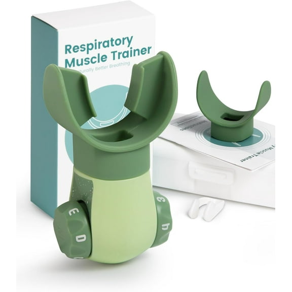 Breathing Exercise Device,Breathers Trainers Exerciser with Adjustable Inspiratory/Expiratory Vibration Fitness for Wellness, Green