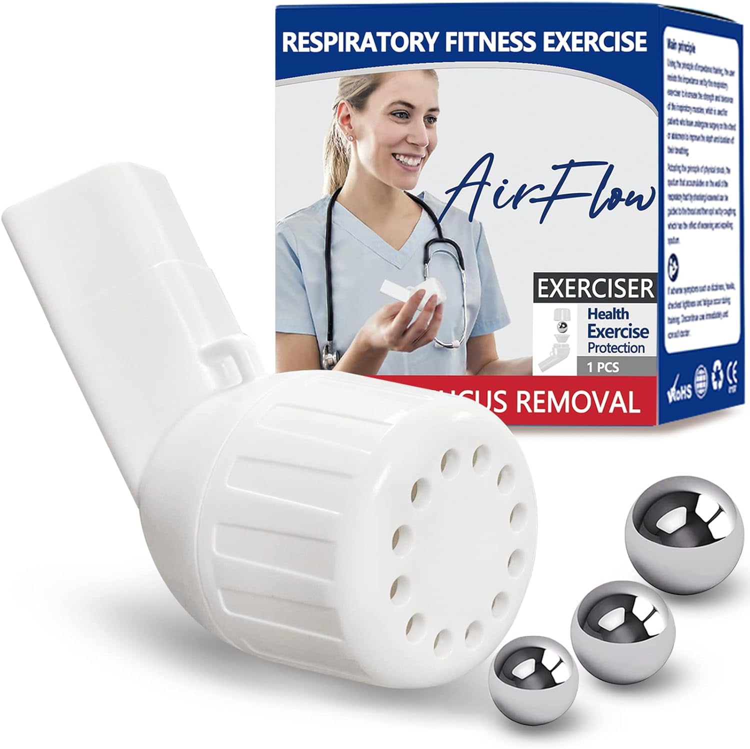 Breathing Exercise Device for Lungs, Acapella Flutter Valve, Natural