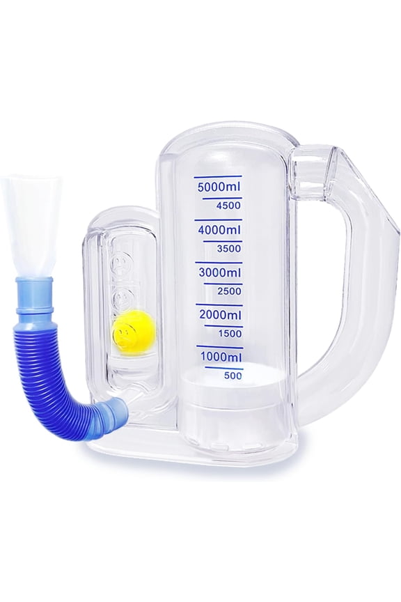 Breathing Exercise Device for Lungs, Deep Breathing Trainer for Adults - 5000ml Volume Measurement with Flow Rate Indicator