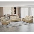 thumbnail image 1 of Breathing Leather Power Recliner Sofa Set, Reclining Sofa Set with LED, Leather Recliner Couch with USB Port/Storage Console/Cup Holder for Living Room (3 Pieces Living Room Set, Khaki), 1 of 14