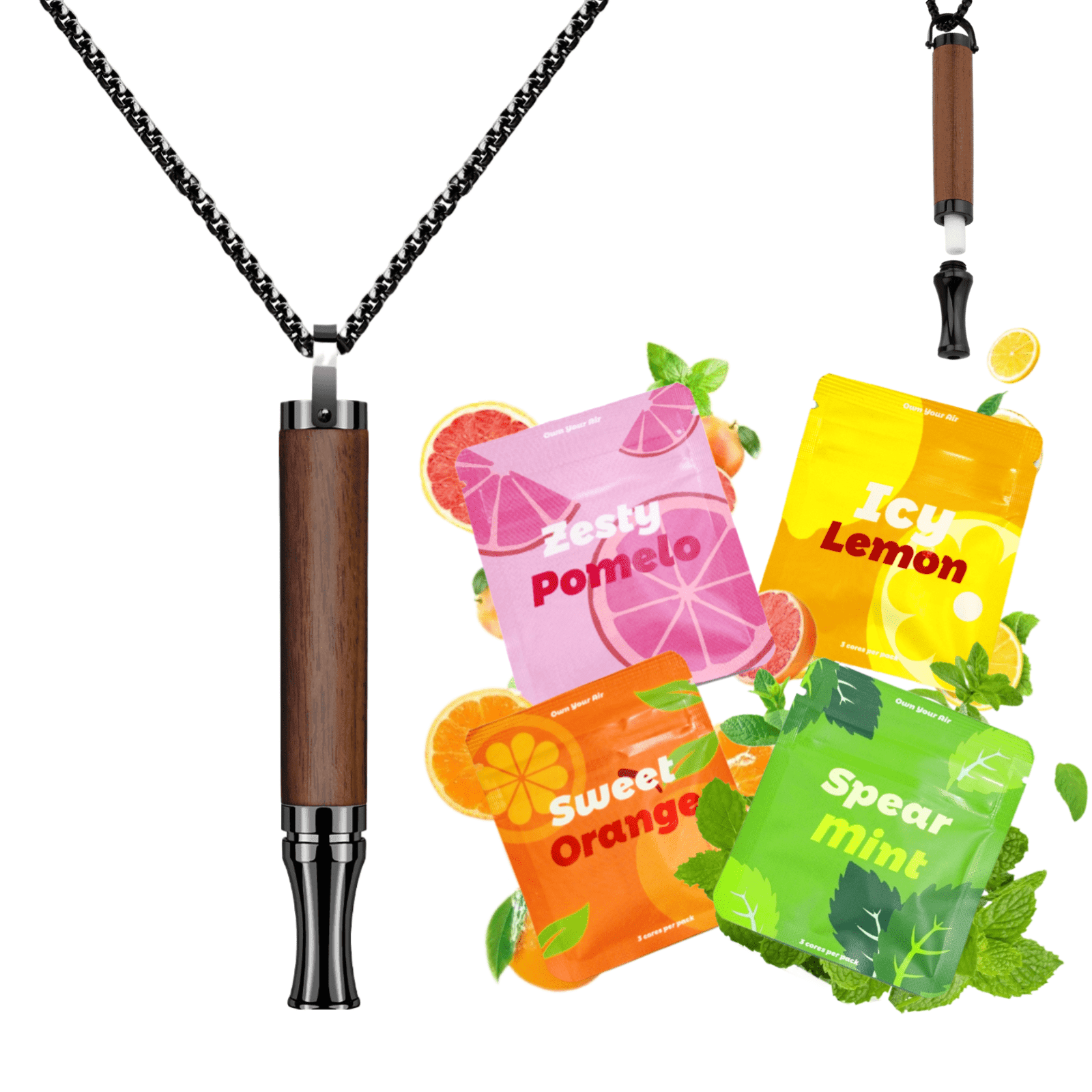 Breathing Necklace to Replace Bad Habit with 4 Packs Flavor Refillable Pods, Habit Support Necklace for Stress Relief Sensory Fidget for Adults