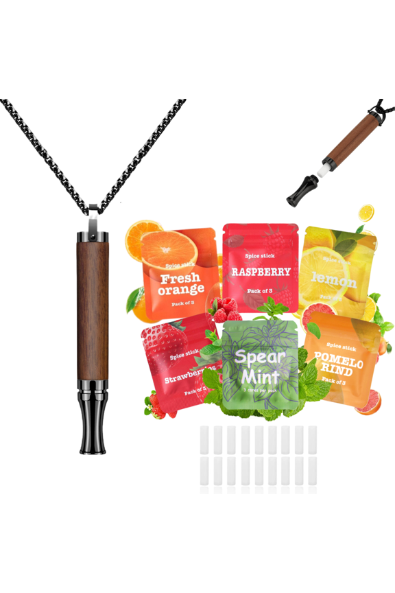 Breathing Necklace to Replace Bad Habit with 6 Packs Flavor Refillable Pods, Habit Support Necklace for Stress Relief Sensory Fidget for Adults