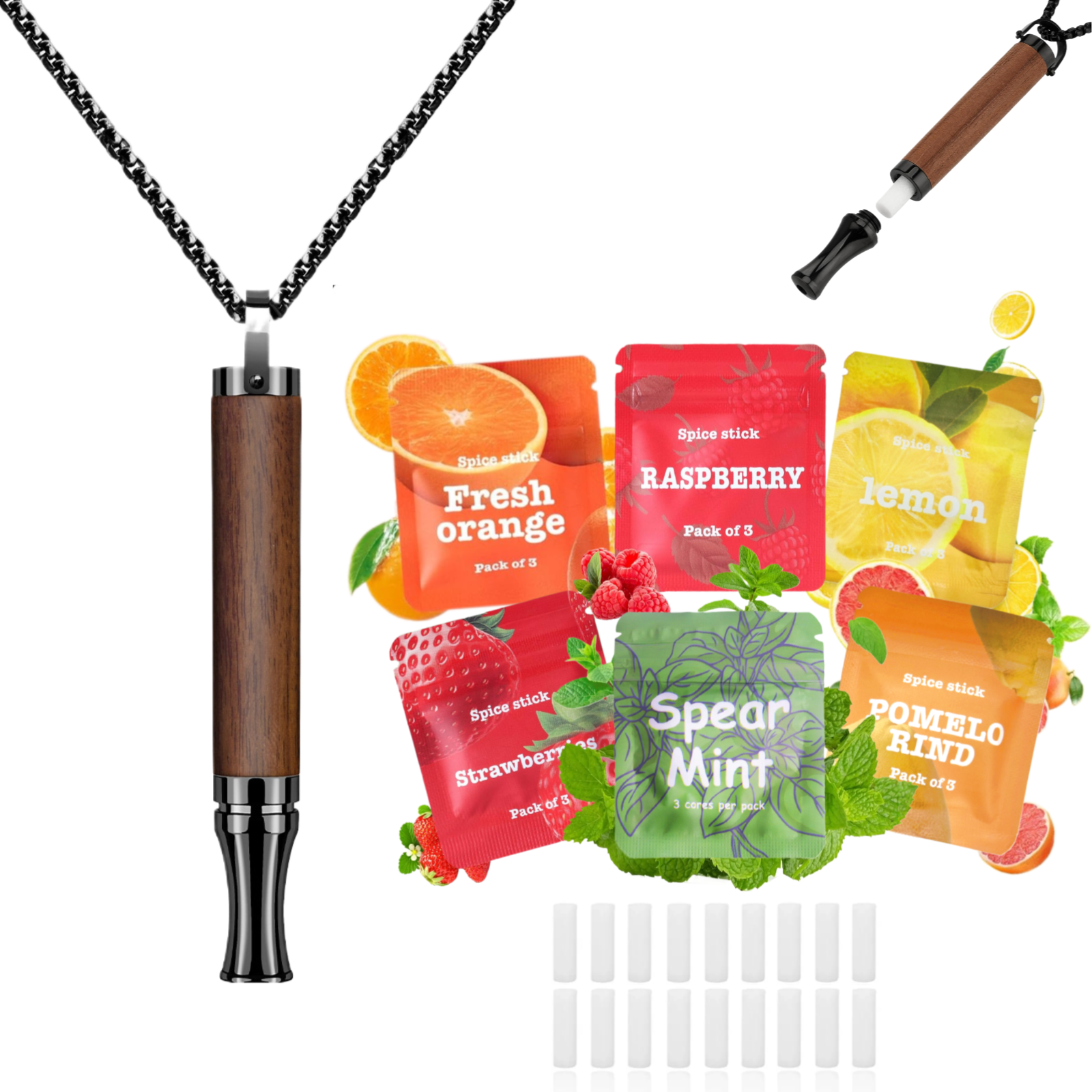 Breathing Necklace to Replace Bad Habit with 6 Packs Flavor Refillable Pods, Habit Support Necklace for Stress Relief Sensory Fidget for Adults
