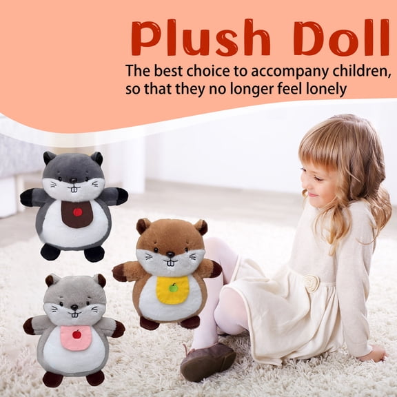 Breathing Stuffed Animal Anxiety Relief Plush Doll with Calming Music and Lights,Rhythmic Breathing Motion Soothing Sleeping Toy for Adults and Toddlers - Dark Gray