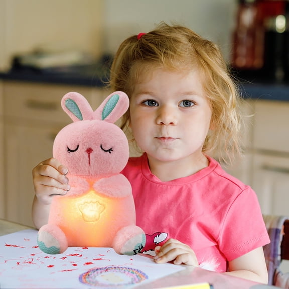 Breathing Stuffed Animal, Bunny Plushies for Anxiety and Sleep, Volume Control, Portable Plush Toy with Music Light, Perfect for Relieving Quiet,Easter Gift (1Pcs)