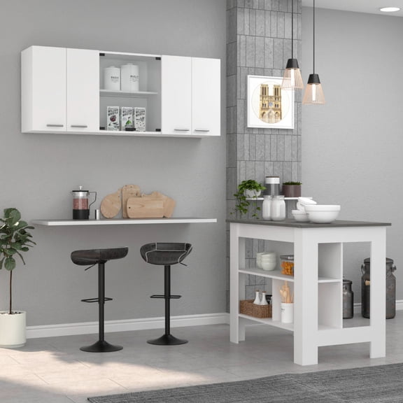 Breathtaking Kitchen : White And Island Wall Cabinet For 2 & With Spacious Storage