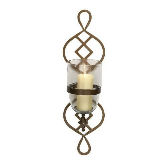 UMA Bronze Metal and Glass Candle Sconce