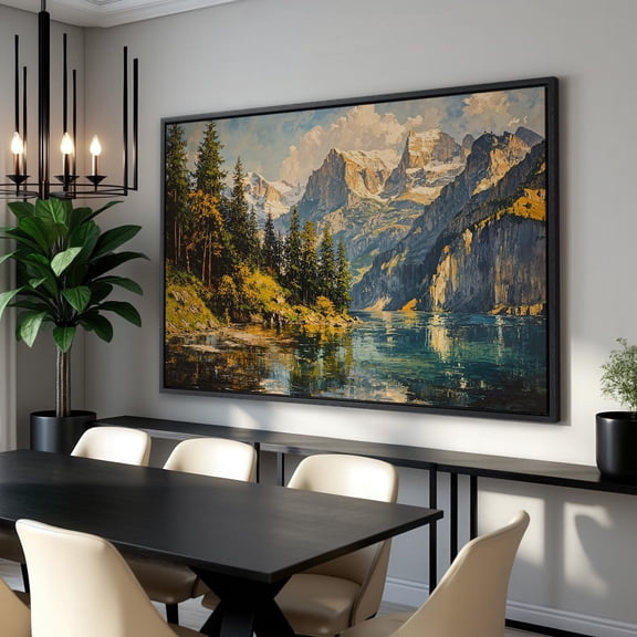 Breathtaking Mountain Landscape - Serene Lake And Wilderness - , Wall Art - Living Room Decor, Ready To Hang Unframed Paper Print