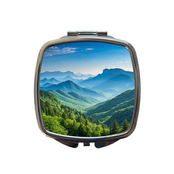 Breathtaking Mountain Views Forest Travel Makeup Handbag Purse Small Pocket Compact Mirror