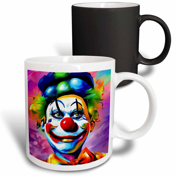 3drose, Breathtaking Smiling Clown in Blue Hat. Funny, Charming Gift for You, 11oz Magic Transforming Mug