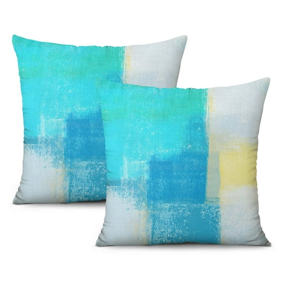 Breathtaking Throw Pillow Covers, Abstract Oil Painting, Brown Blue, 20x20 Inches, Set of 2, Stylish Modern Home Art Decor for Bedroom, Living Room, Cushion Couch, Sofa