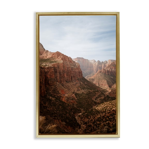 Stupell Industries Breathtaking Zion Canyon View Gold Framed Floater Canvas Wall Art, design by Jade Sharp Photo, 31 x 21