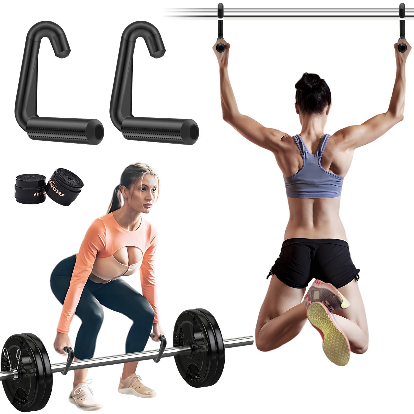 Deadlift Rack Handle Brebebe Gym Attachment-Handles for Pull-Up Bar, Deadlift, Resistance ...
