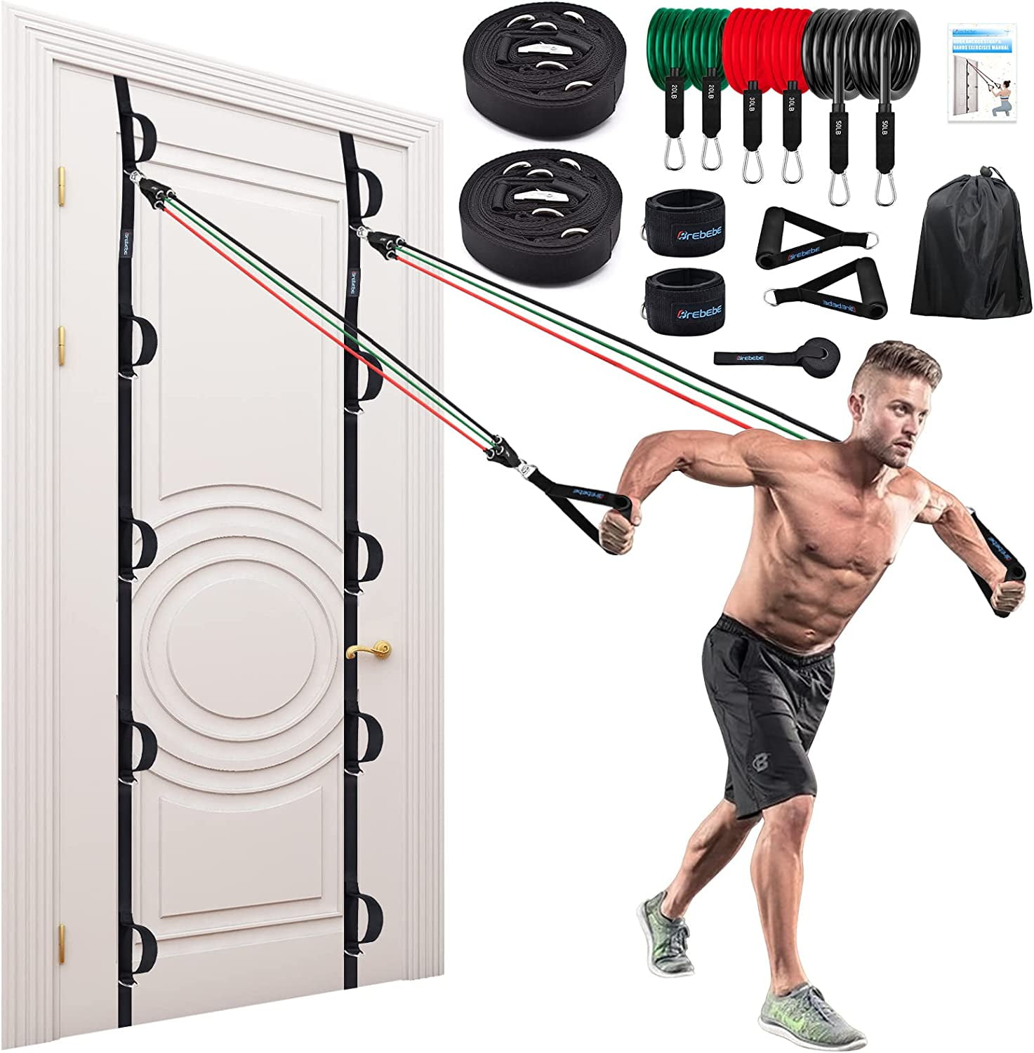 Brebebe Nylon Door Anchor Strap for Resistance Bands Exercises, Multi Point Anchor Gym