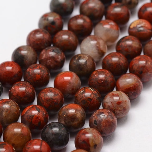 Brecciated Jasper 1 strand Natural Brecciated Jasper Beads Strands Round 8mm Hole: 1.2mm 46pcs/strand 15 inch