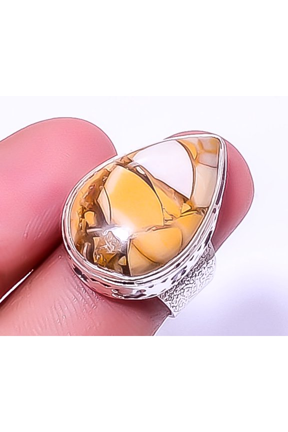 Brecciated Mookaite - Australia 925 Sterling Silver Ring Size 7|Handmade Ring, Gift for her, Yellow Ring, Gemstone Silver Jewelry