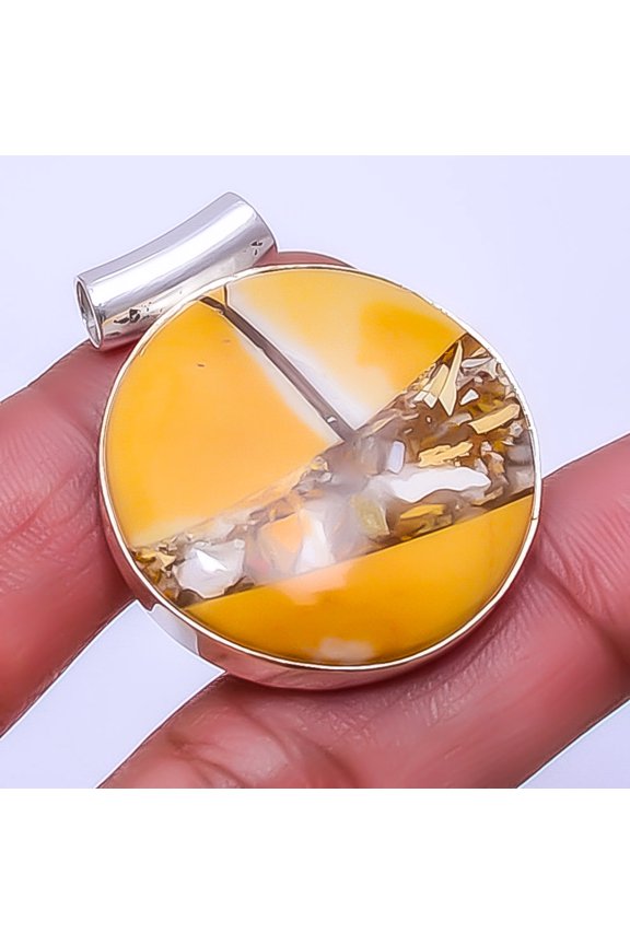 Brecciated Mookaite - Australia Gemstone 925 Sterling Silver Pendant 1.56" P11