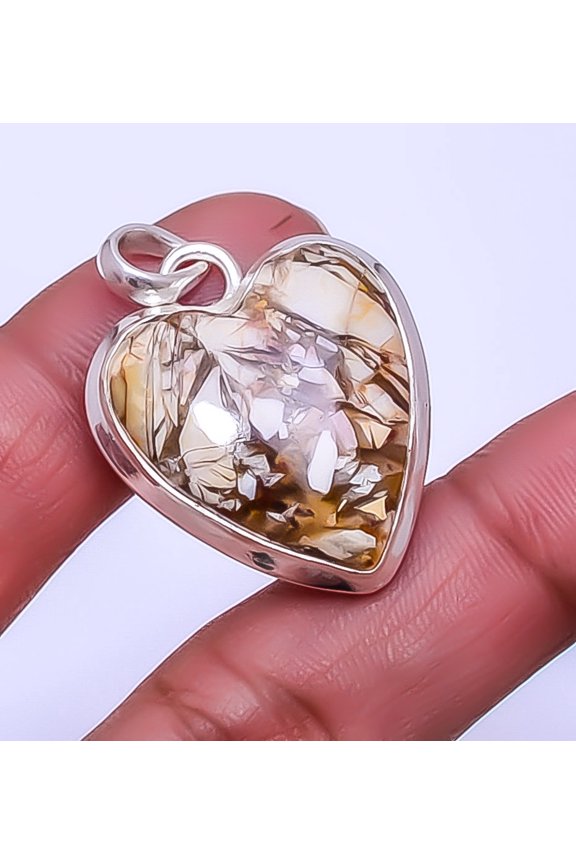 Brecciated Mookaite - Australia Gemstone 925 Sterling Silver Pendant 1.56" P6
