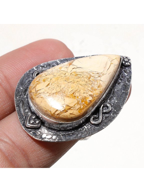 Brecciated Mookaite Gemstone Handmade Fashion Ethnic Jewelry Ring 6.50" SR 278