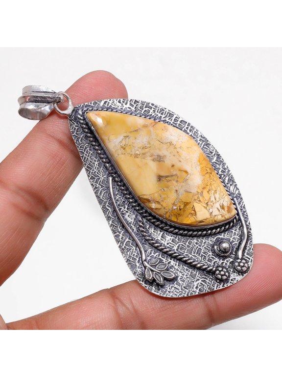 Brecciated Mookaite Gemstone Handmade Wedding Gift Jewelry Pendant 3.10" SR 293