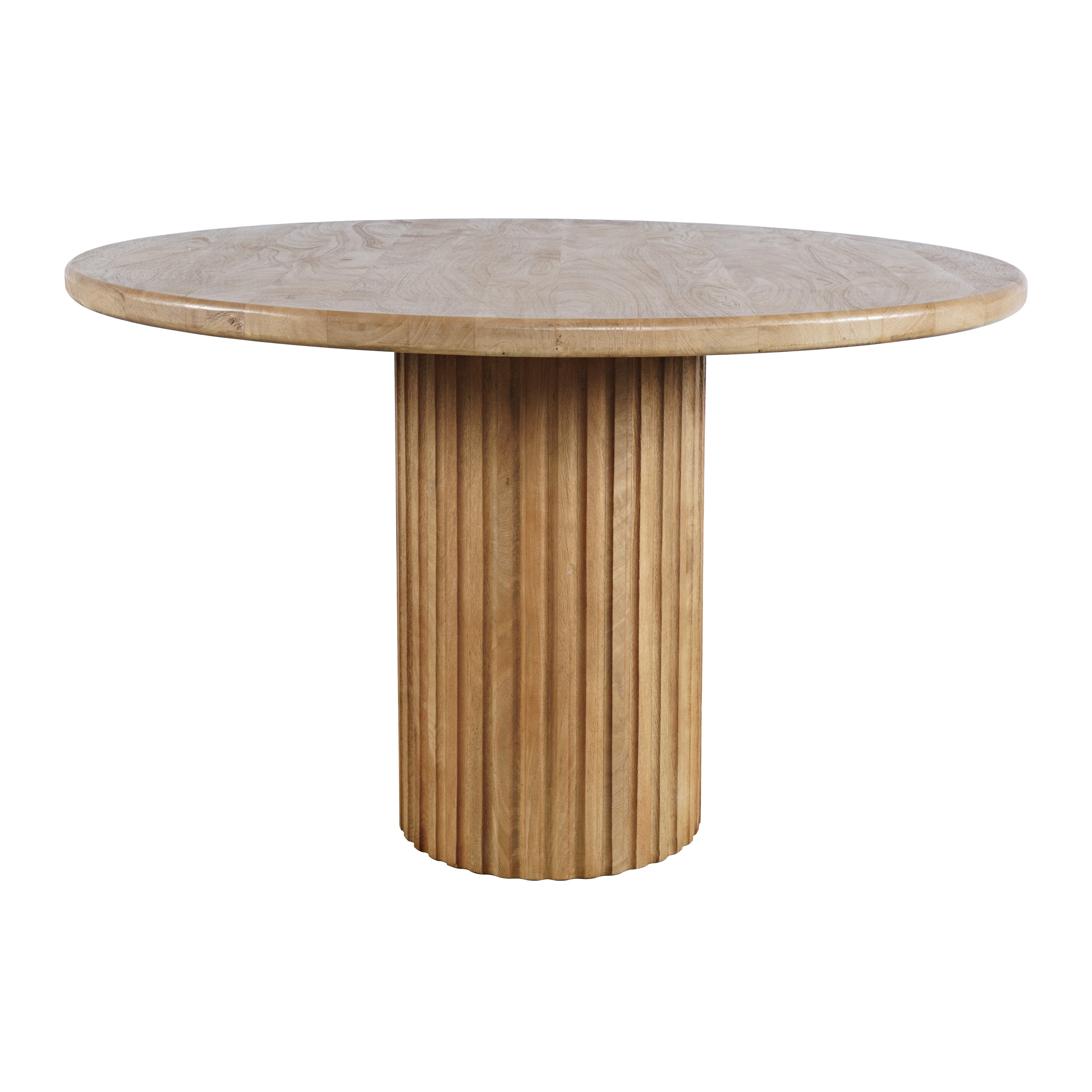 Breck Solid Mango Wood 48" Round Mid-Century Modern Dining Table