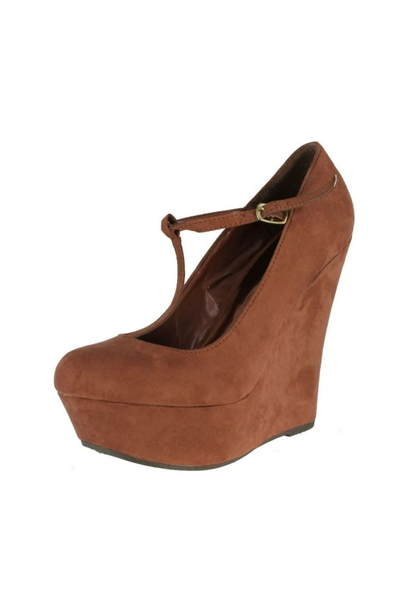 Breckelle's CILO-15 Mary Jane T-Strap Platform Wedge Heel Pump