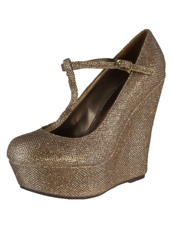 Breckelle's CILO-15 / CILO-85 Mary Jane T-Strap Platform Wedge Heel Pump