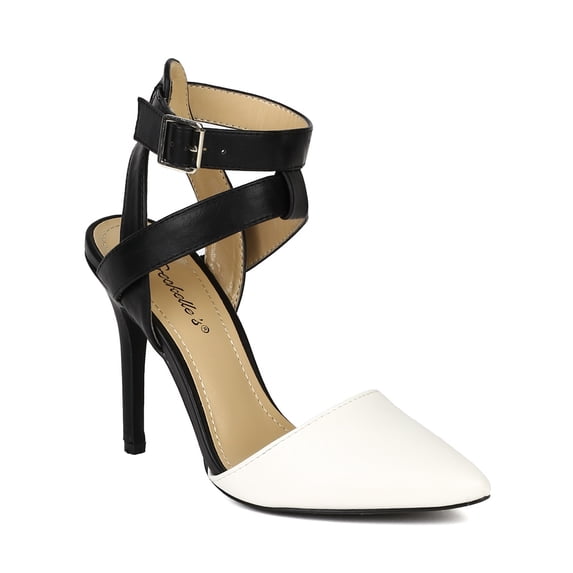 Breckelles AH81 Women Leatherette Buckle Pointy Toe Pump
