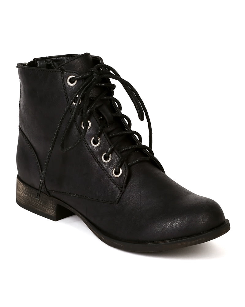 Breckelles BD90 Women Leatherette Military Lace Up Ankle Bootie Walmart
