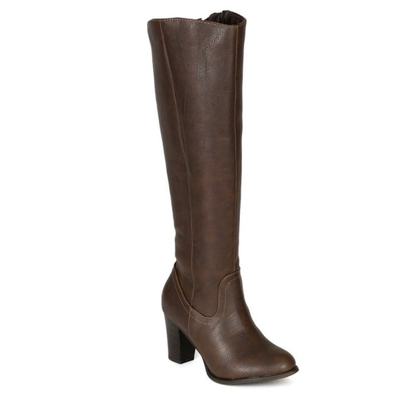 Breckelles BE77 Women Leatherette Chunky Heel Knee High Riding Boot