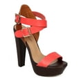 thumbnail image 1 of Breckelles CF99 Women Multicolor Open Toe Cross Ankle Strap Chunky Heel, 1 of 6