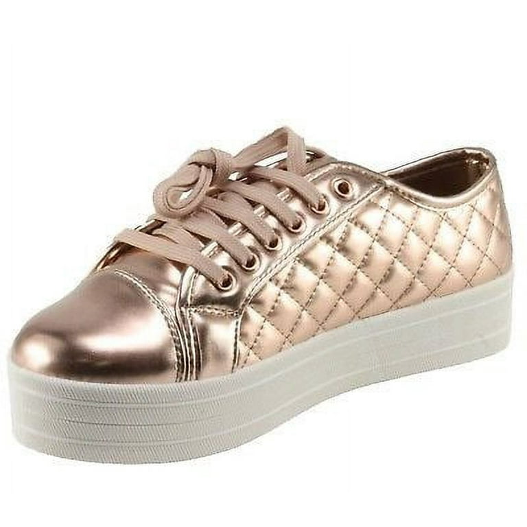 Rose gold quilted sneakers online