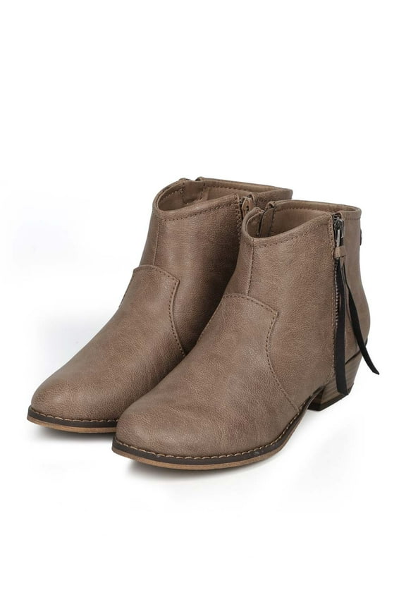 Dorado-11 Beige Leatherette Zip Tassel Rounded Toe Riding Booties (Beige-11, 6.5)