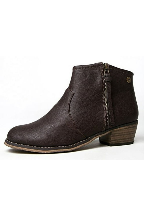 Dorado-11 Brown Leatherette Zip Tassel Western Ankle Riding Bootie (Brown, 6)