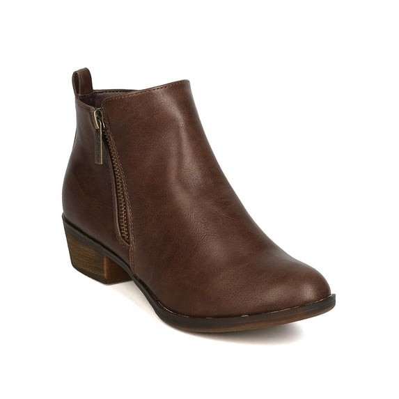 Breckelles GA08 Women Leatherette Almond Toe Zippered Bootie