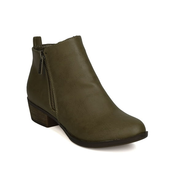 Breckelles GA08 Women Leatherette Almond Toe Zippered Bootie