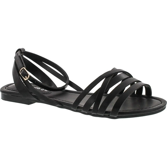 Breckelles Indio-21 Women Leatherette Open Toe Strappy Slingback Wrap Sandal