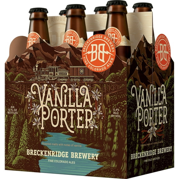 Breckenridge Brewery Vanilla Porter Craft Beer, Porter, 6 Pack, 12 fl oz. Glass Bottles, 5.4% ABV