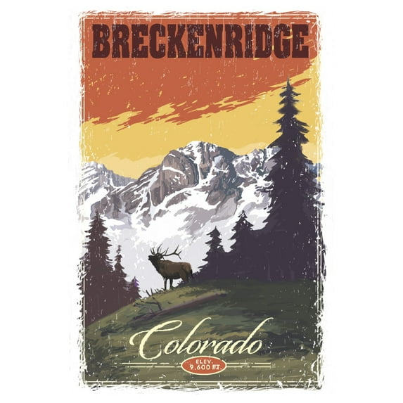 Breckenridge, Colorado, Mountain, Trees, and Elk (12x18 Wall Art Poster, Room Decor)