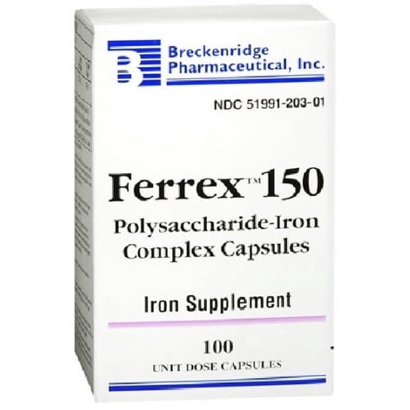 Breckenridge Pharmaceutical Ferrex 150 Iron Complex Capsules - 100 Ea, 2 Pack