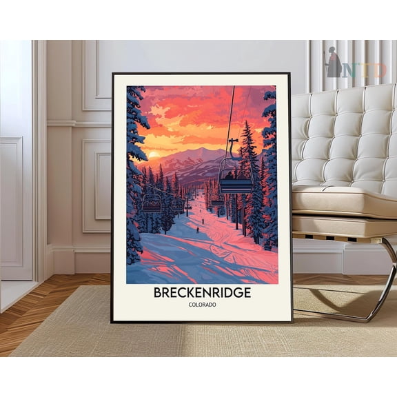 Breckenridge Ski Poster, Colorado Mountain Travel Wall Art