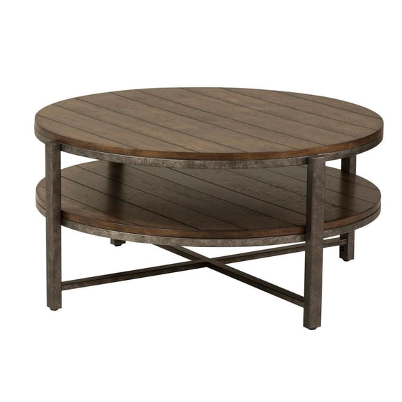 Liberty Furniture Industies, INC Breckinridge Round Cocktail Table in Mahogany Spice w/ Pewter Metal