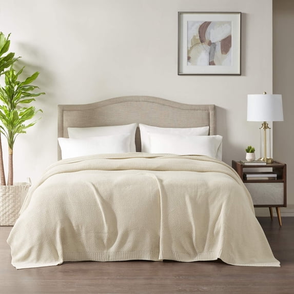 Bree Knit Blanket Ivory Full/Queen