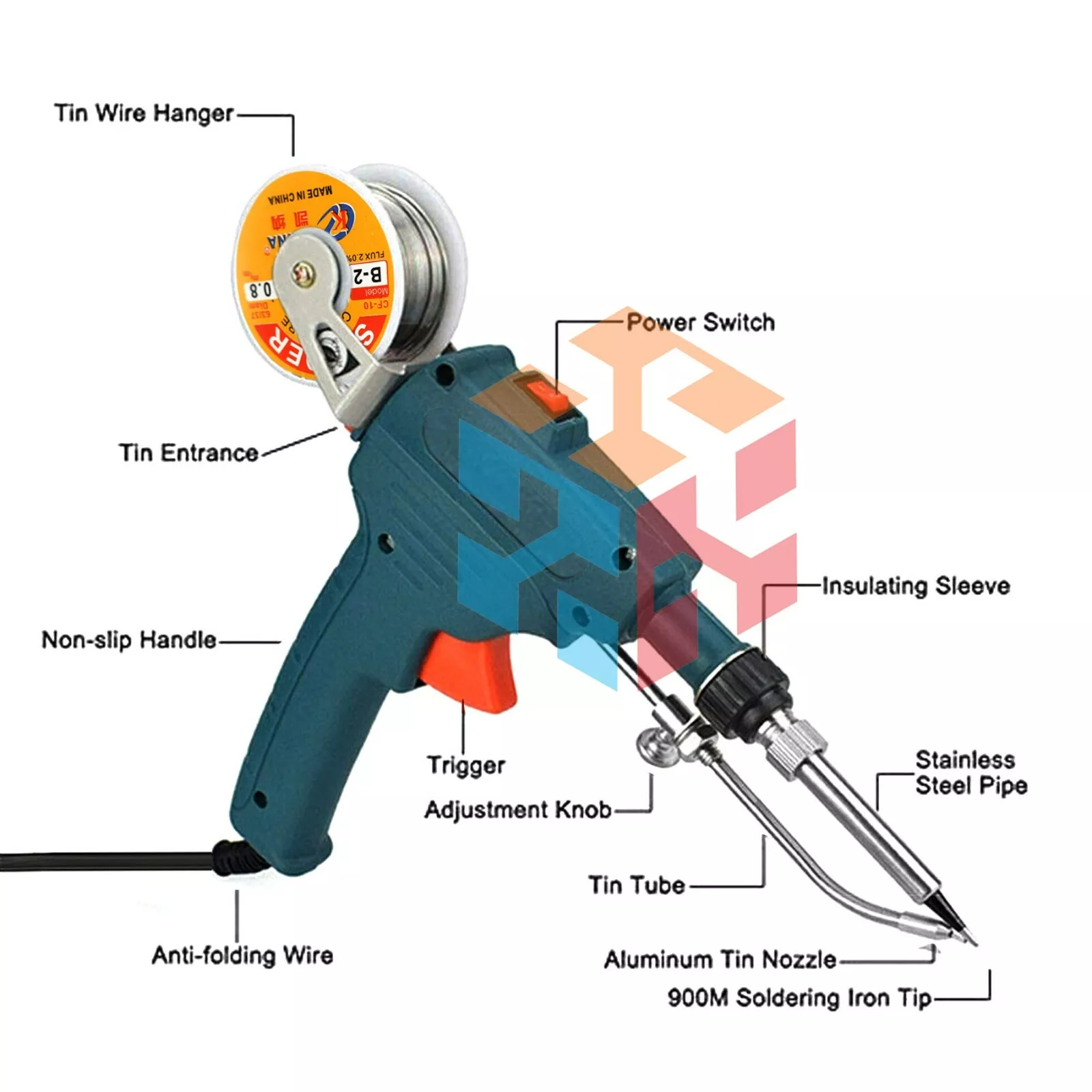 New Auto Electric Soldering Iron Gun With FLUX 2% Solder Wire Tin wire 50g 60Watt