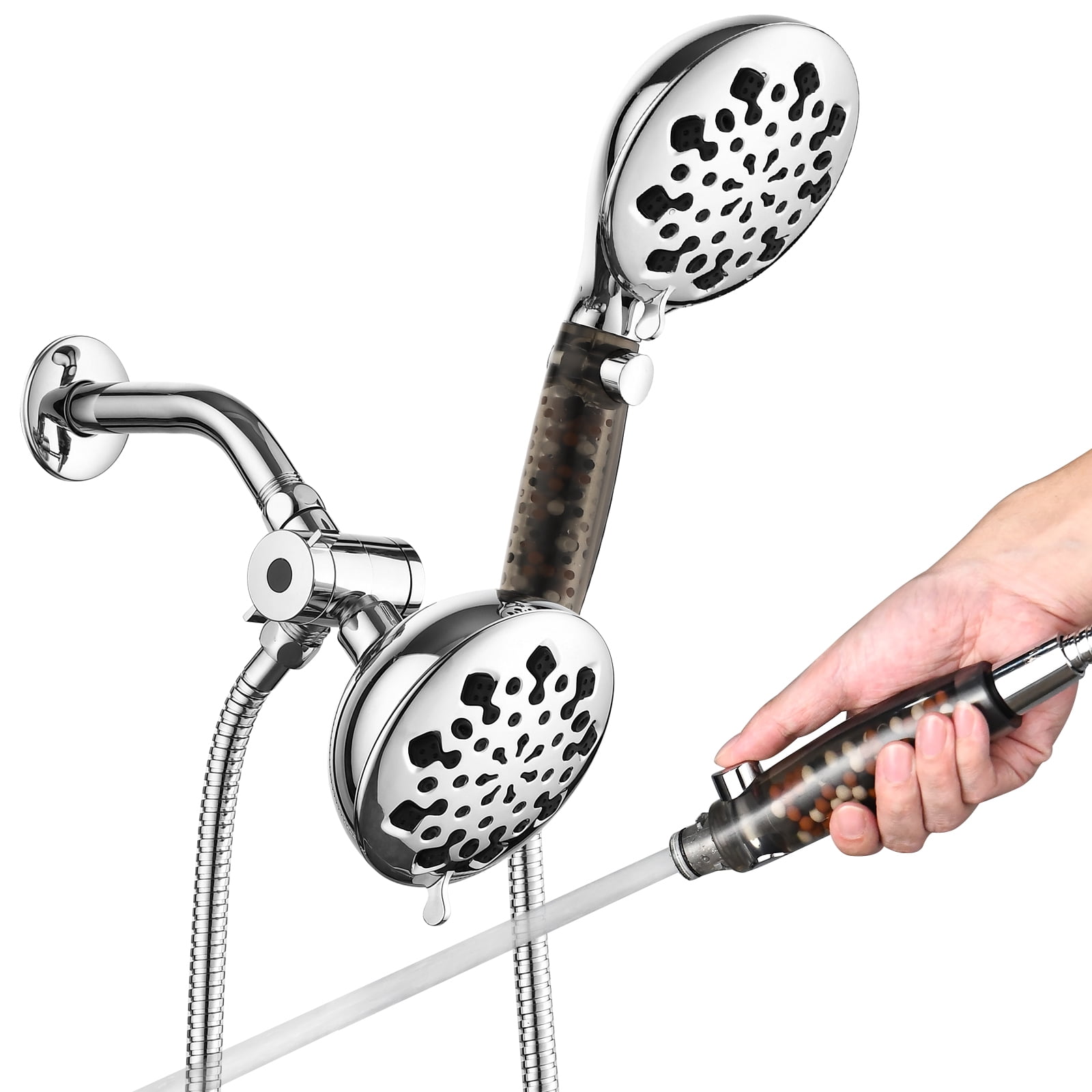 BreeRainz Dual Power Rain Shower Head with Handheld Combo, 9 Settings