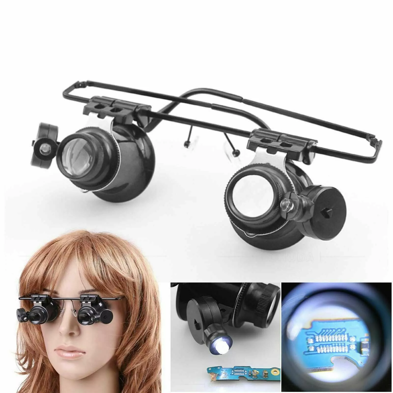BreeRainz Precision 20x Magnifying Eye Glasses with LED Lighted Loupe
